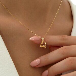 Solid 14K Gold Mom Heart Necklace with Genuine Diamonds